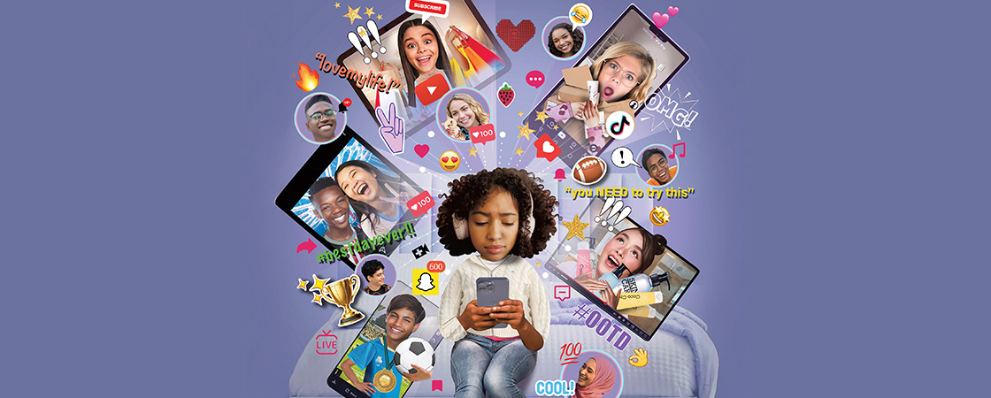 Image showing all the info a teen is going through while scrolling on their phone