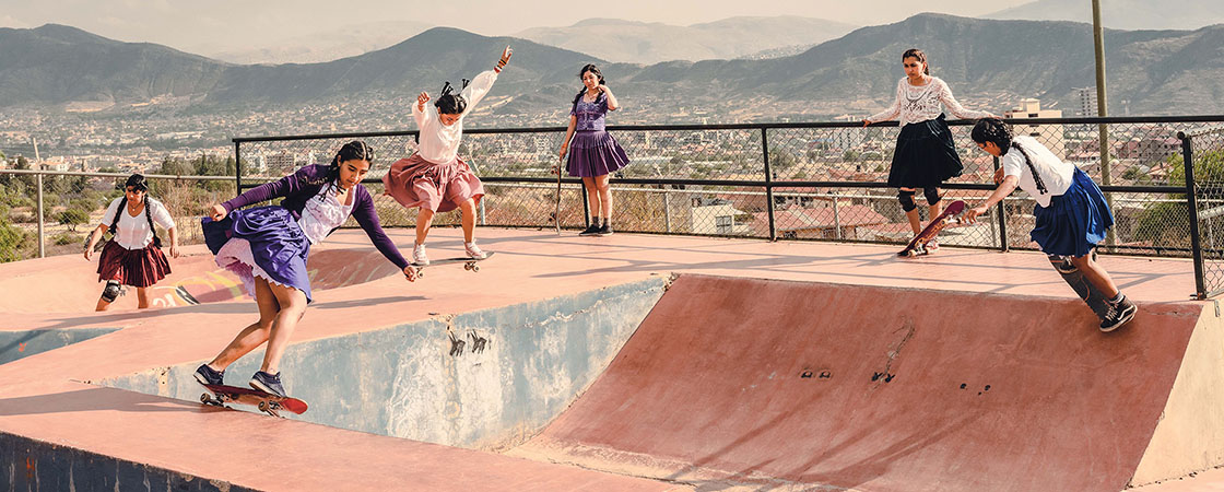 Photo of an all-female skate park