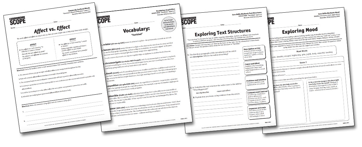 scope skills sheets